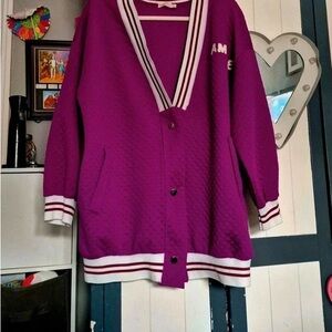 H&M Purple Quilted Cardigan with Striped Trim